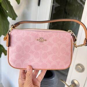 Coach Nolita 19 In Signature Canvas Gold/Powder Pink CDW31 NWT